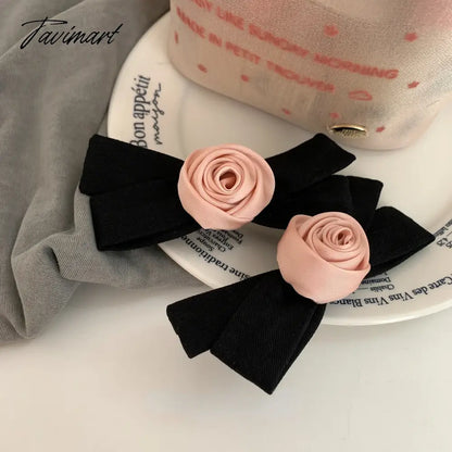 Tavimart Japanese Girl Flower Hair Accessories Korean Rose Hair Clips French Rose Hair Ties Pink Flower Hair Accessories