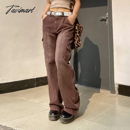 vzyzv Jeans for women high-waisted straight casual pants irregular pocket  cargo pants mopping women's retro denim wide-leg trousers