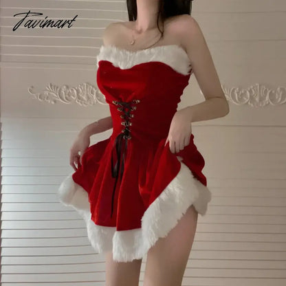 vzyzvKawaii Cloak Cosplay Santa Claus Cute Autumn And Winter Christmas Red Shawl Dress Women's Holiday Costume Party Dressing Women