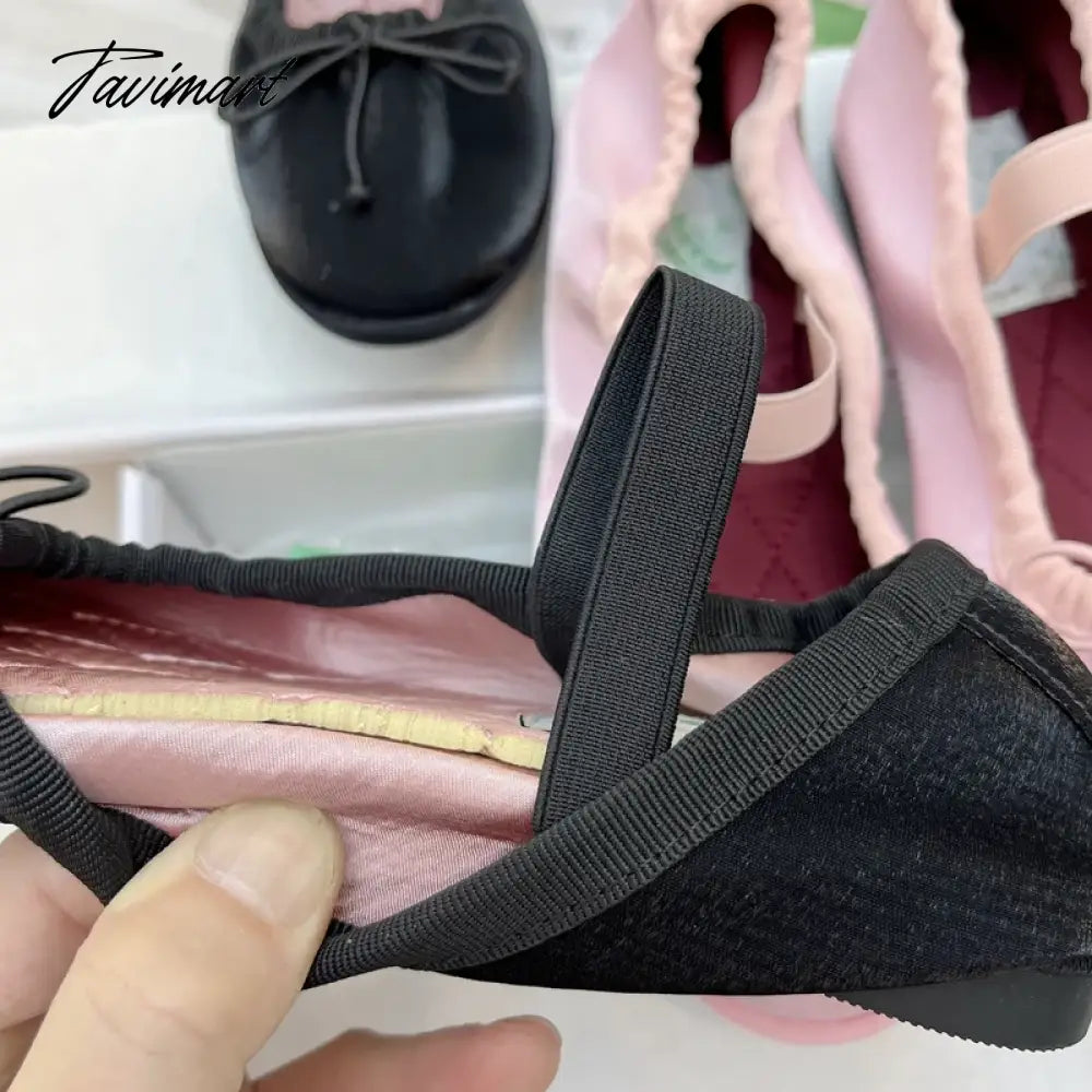 vzyzvKorea Flats Spring/Autumn Flats Women Shoes Fashion Mary Jane Shoes Round Toe Women's Shoes Bow Silk Satin Ballet Flats