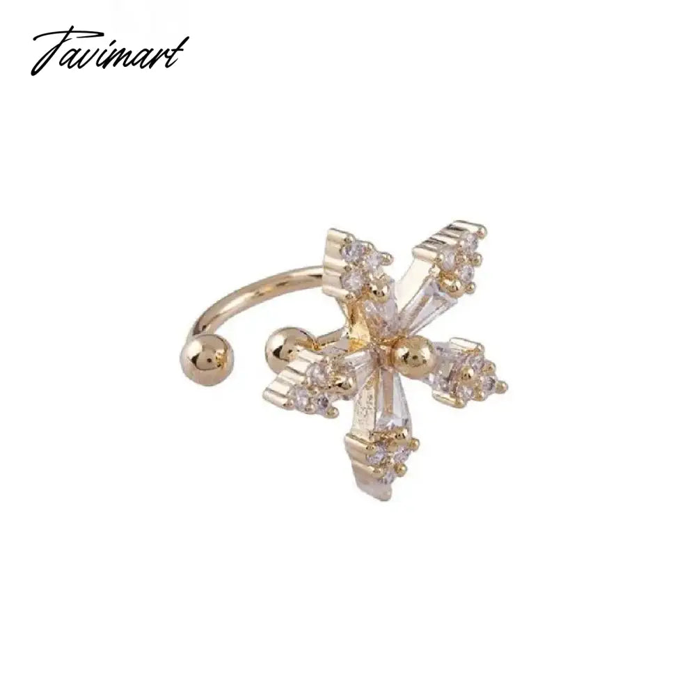 vzyzv -  Korean Bling Crystal Flower Ear Clips Without Piercing Earrings for Women Fashion Butterfly Ear Cuff Wedding Party Jewelry