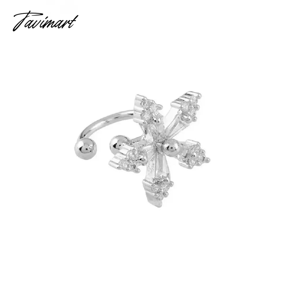 vzyzv -  Korean Bling Crystal Flower Ear Clips Without Piercing Earrings for Women Fashion Butterfly Ear Cuff Wedding Party Jewelry