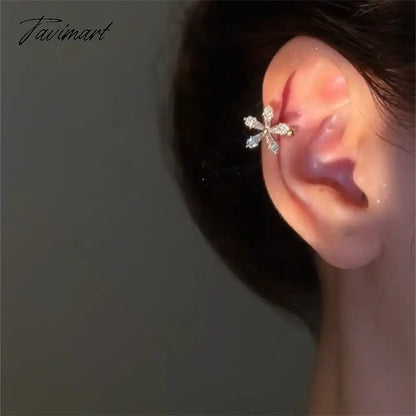 vzyzv -  Korean Bling Crystal Flower Ear Clips Without Piercing Earrings for Women Fashion Butterfly Ear Cuff Wedding Party Jewelry