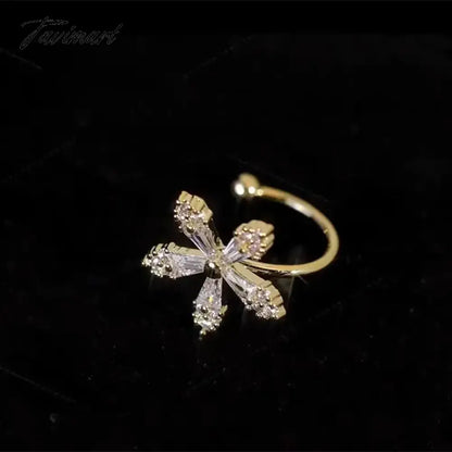 vzyzv -  Korean Bling Crystal Flower Ear Clips Without Piercing Earrings for Women Fashion Butterfly Ear Cuff Wedding Party Jewelry