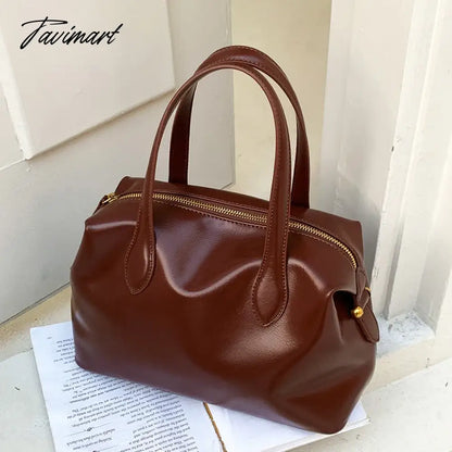 vzyzv  Korean Casual Boston Bags For Women Luxury Designer Handbag And Purses New In PU Oil Wax Leather Top Handle Carry Wrist Bag