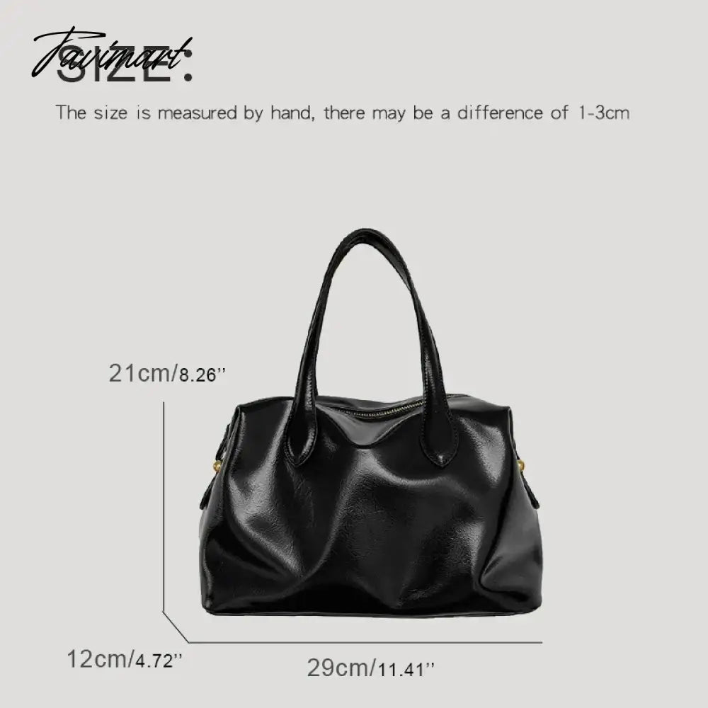 vzyzv  Korean Casual Boston Bags For Women Luxury Designer Handbag And Purses New In PU Oil Wax Leather Top Handle Carry Wrist Bag