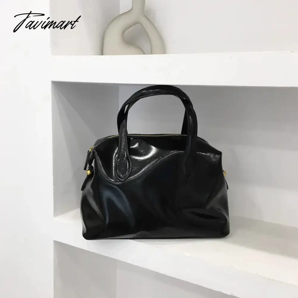 vzyzv  Korean Casual Boston Bags For Women Luxury Designer Handbag And Purses New In PU Oil Wax Leather Top Handle Carry Wrist Bag