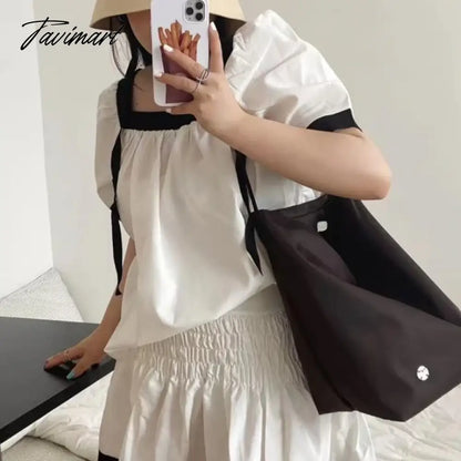 vzyzv  Korean Fashion Nylon Shoulder Bags Women New Autumn Bucket Bags High-capacity Simple Solid Totes 2024 Bolsas Mujer Сумка