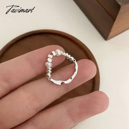 vzyzv -  Korean Retro Elastic Rope Pearl Beaded Ring for Women Fashion Party Metal Chain Splicing Finger Ring Jewelry Women Gift