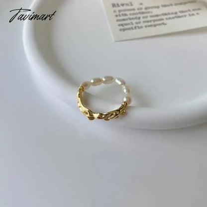 vzyzv -  Korean Retro Elastic Rope Pearl Beaded Ring for Women Fashion Party Metal Chain Splicing Finger Ring Jewelry Women Gift