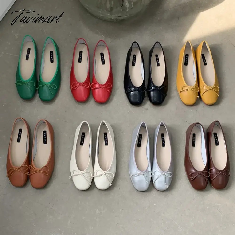 vzyzv  -  Korean Style Classic Bow Gentle Temperament Shoes Women Round Toe Bowtie Women Slip on Flats Elegant Valentine Shoes