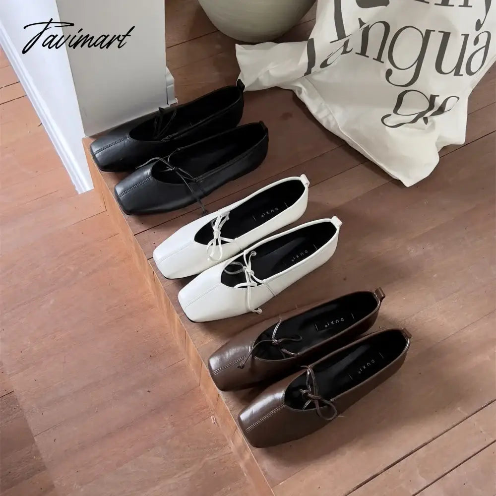 Tavimart Korean Style Women Casual Flats Comfortable Soft Boat Shoes Loafers Ballerina Shallow Ballet Flat Shoes Women Slip on Side