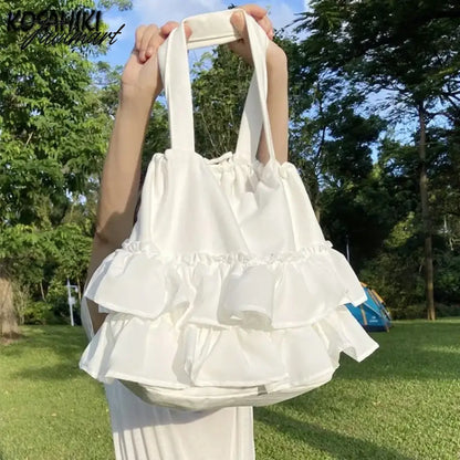 vzyzv  -  Korean Sweet Y2k Aesthetic Women Handbags Fairy Solid Ruffles Pleated Underarm Bag Fashion Elegant Chic Shoulder Bags All Match