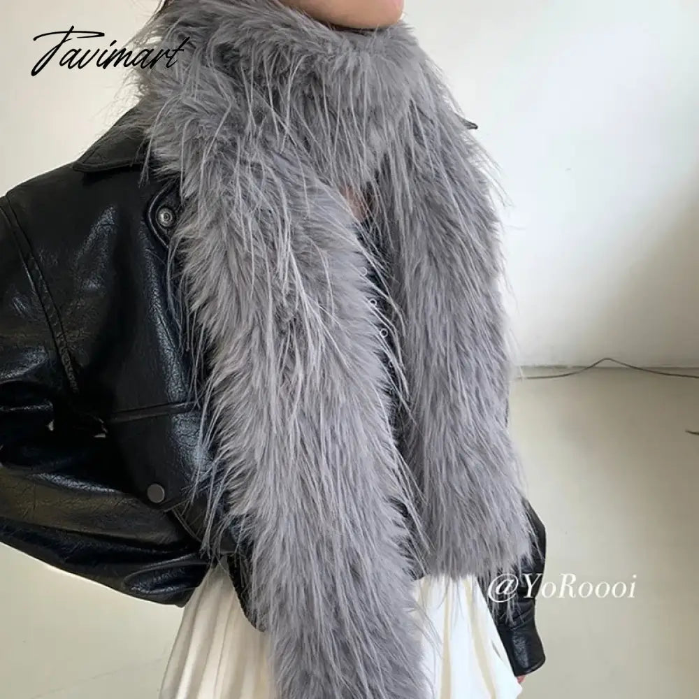 Tavimart Korean Winter Fluffy Scarf Women's Niche Tassel Versatile Neck Warm Personality Long Comfortable Scarf Luxury Classic Soft Shawl