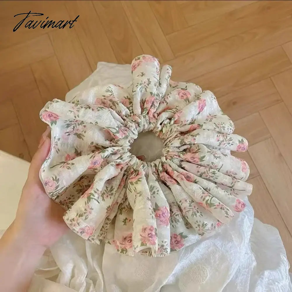 Tavimart Koreanoversized floral hair ring fungus lace French super fairy tie hair head rope hair rope rubber band hair accessories female