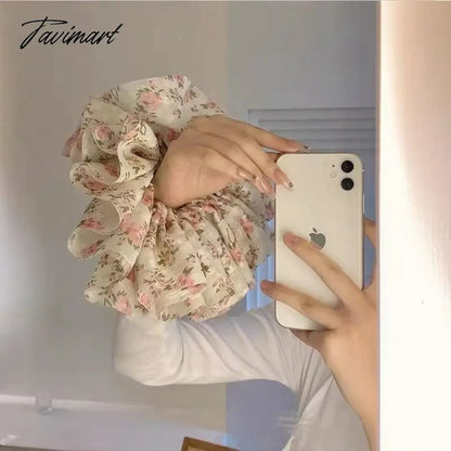 Tavimart Koreanoversized floral hair ring fungus lace French super fairy tie hair head rope hair rope rubber band hair accessories female