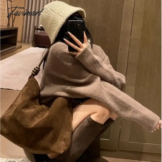 vzyzv Light Luxury Retro Women's Bag Autumn and Winter New Top Suede High Capacity Tote Bag Shoulder Bag