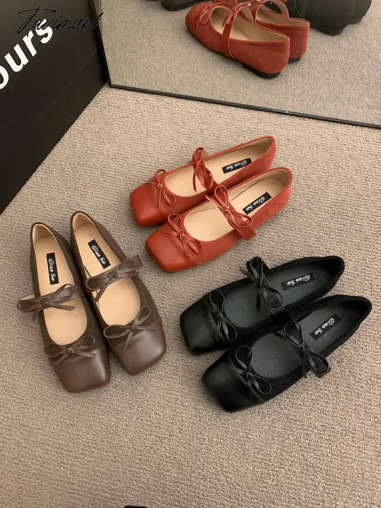 vzyzv -  Mary Jane Shoes Square Toe Women's Shoes Bowknot Ballet Flats 2024 Spring/Autumn Flats Women Shoes