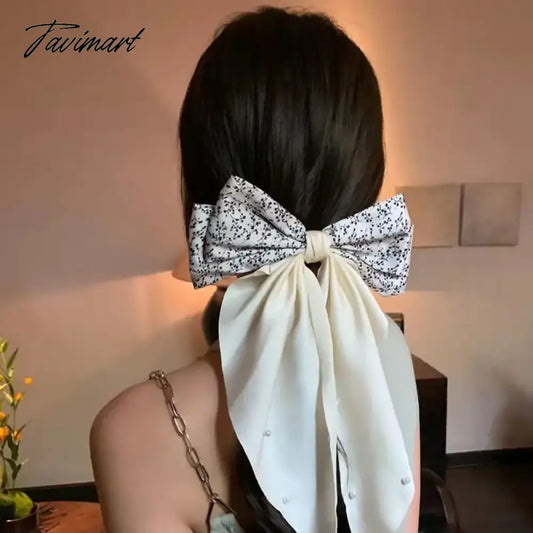 vzyzvNew Arrivals Floral Bow Spring HairClip Light Luxury Cilp Simple Barrettes Fashionable Hairpin Ribbon Hair Accessories For Girls