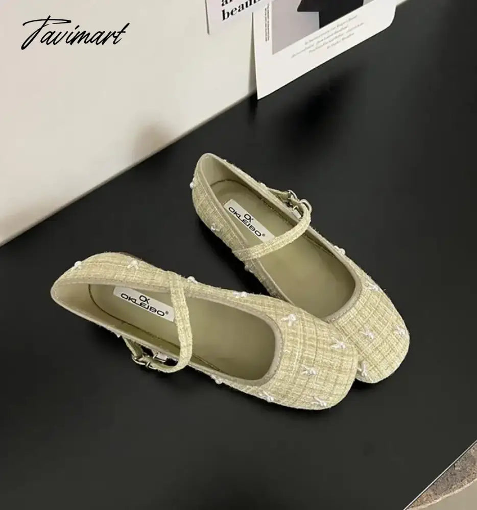 TAVIMART  -  NEW Cute Rabbit Mary Jane Shoes Women's Shoes French Retro Autumn Flats Women Round Toe Low Heel Shallow Shoes