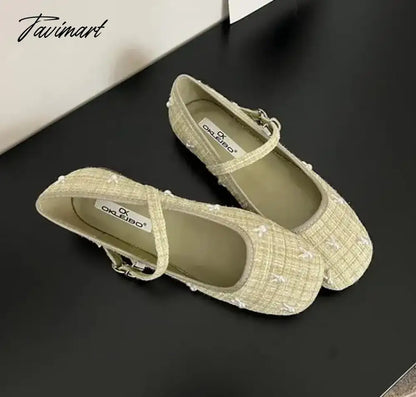 TAVIMART  -  NEW Cute Rabbit Mary Jane Shoes Women's Shoes French Retro Autumn Flats Women Round Toe Low Heel Shallow Shoes