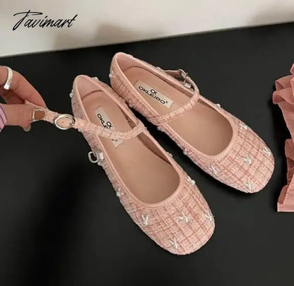 TAVIMART  -  NEW Cute Rabbit Mary Jane Shoes Women's Shoes French Retro Autumn Flats Women Round Toe Low Heel Shallow Shoes