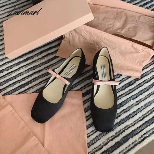 vzyzv -  NEW Mary Jane Shoes Round Toe Women's Shoes Bow PU and Silk Ballet Flats Spring/Autumn Flats Women Shoes Plus Size 33-43