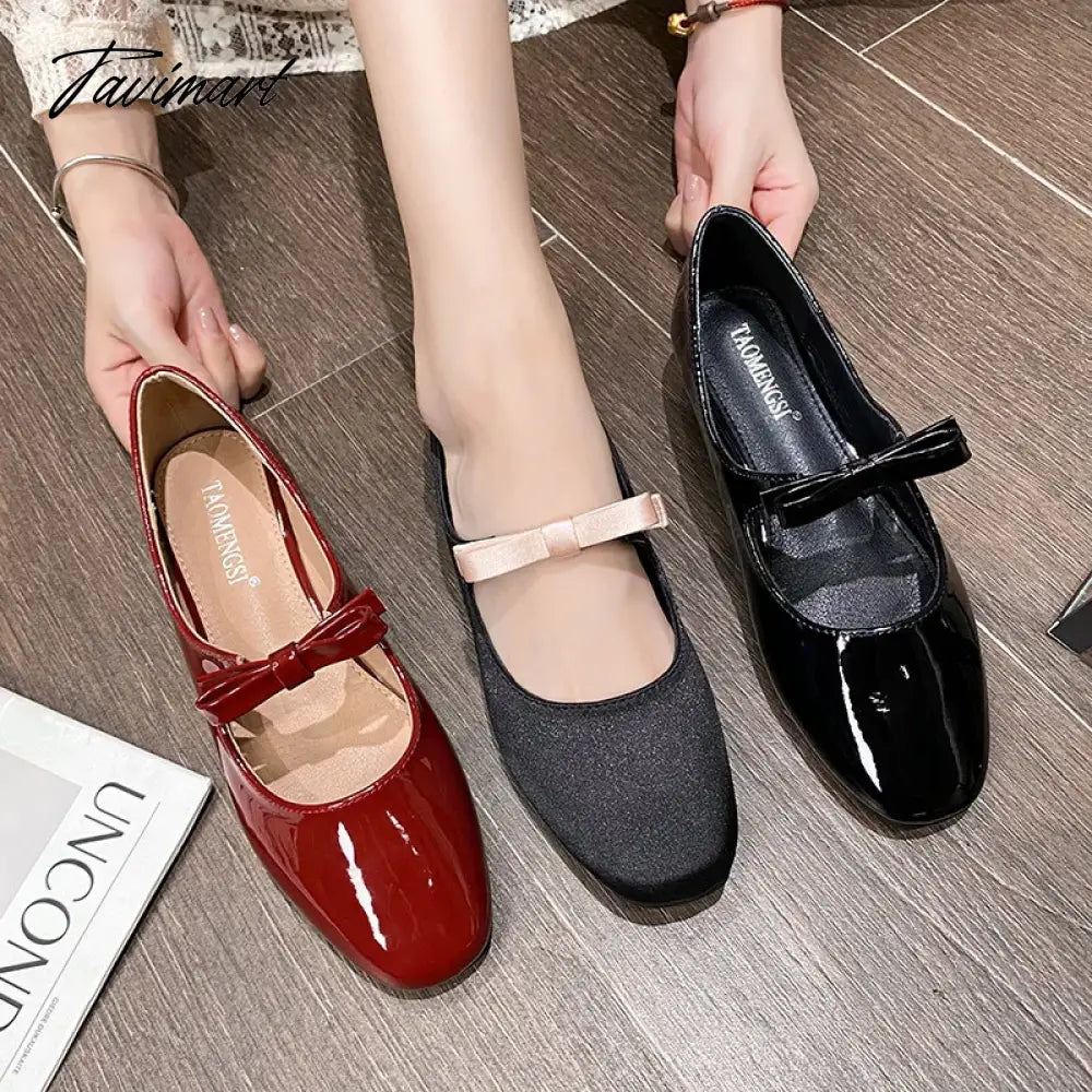 vzyzv -  NEW Mary Jane Shoes Round Toe Women's Shoes Bow PU and Silk Ballet Flats Spring/Autumn Flats Women Shoes Plus Size 33-43