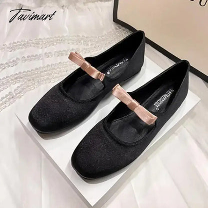 vzyzv -  NEW Mary Jane Shoes Round Toe Women's Shoes Bow PU and Silk Ballet Flats Spring/Autumn Flats Women Shoes Plus Size 33-43