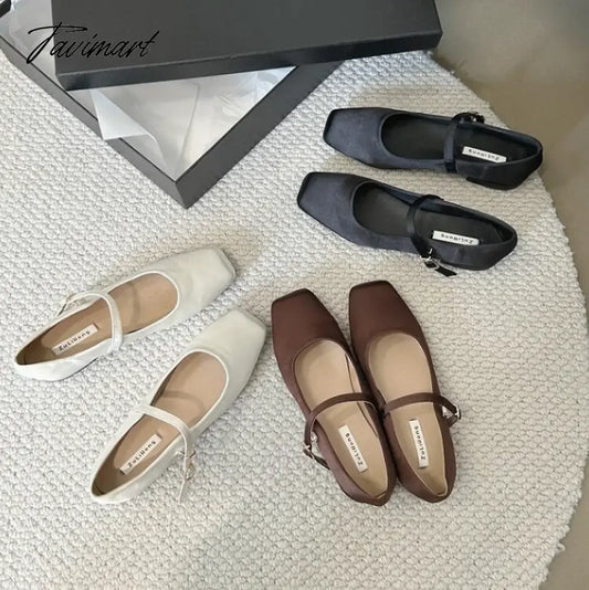 vzyzv -  NEW Mary Jane Shoes Square Toe Women's Shoes Buckle Strap Silk Satin Ballet Flats Spring/Autumn Flats Women Shoes