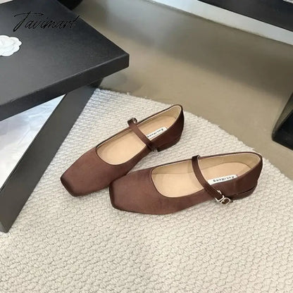 vzyzv -  NEW Mary Jane Shoes Square Toe Women's Shoes Buckle Strap Silk Satin Ballet Flats Spring/Autumn Flats Women Shoes