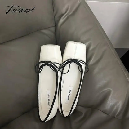 vzyzv -  NEW Spring/Autumn Number 8 Flats Women Slip on Shoes Fashion Mary Jane Shoes Square Toe Women's Shoes Bow Silk Ballet Flats