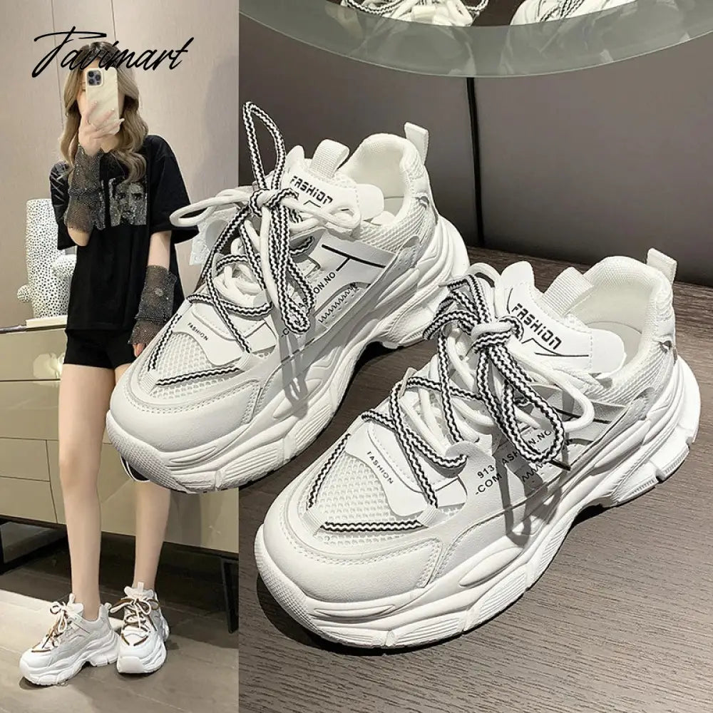 vzyzvNew Spring Autumn Women Sneakers Women's Casual Shoes Fashion Chunky Sneakers Woman Thick Sole Sport Jogging Shoes