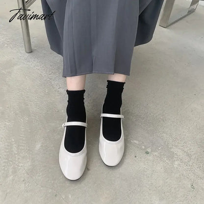 vzyzvNew Spring Korea Flats Women Shoes Fashion Mary Jane Shoes Round Toe Hook Loop Women's Shoes Retro PU Flats