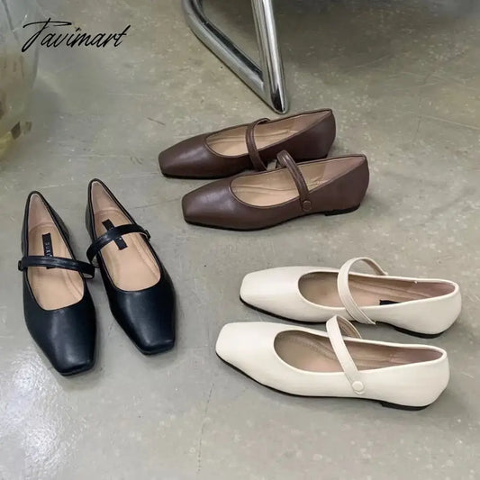 vzyzvNew Spring Korea Flats Women Shoes Fashion Mary Jane Shoes Square Toe Women's Shoes Retro PU Flats