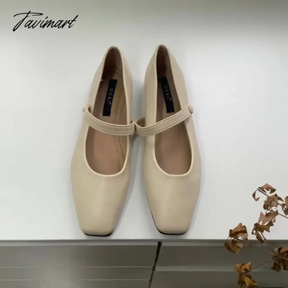 vzyzvNew Spring Korea Flats Women Shoes Fashion Mary Jane Shoes Square Toe Women's Shoes Retro PU Flats