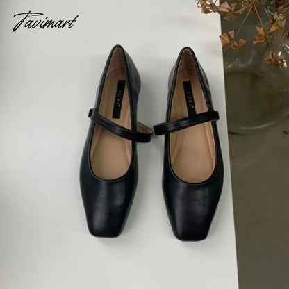 vzyzvNew Spring Korea Flats Women Shoes Fashion Mary Jane Shoes Square Toe Women's Shoes Retro PU Flats