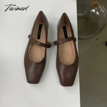 vzyzvNew Spring Korea Flats Women Shoes Fashion Mary Jane Shoes Square Toe Women's Shoes Retro PU Flats