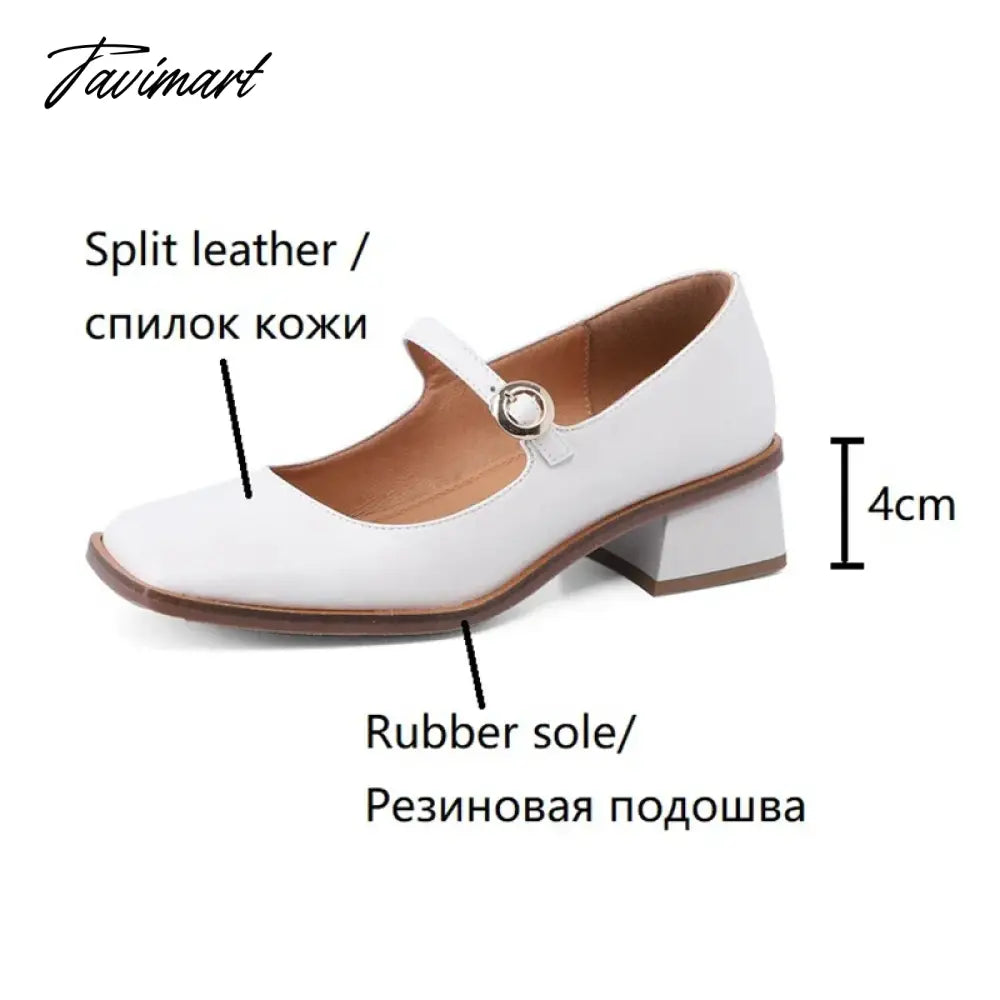 vzyzv NEW Spring Women Shoes Square Toe Chunky Heel Women Pumps Solid Split Leather High Heels Retro Women Mary Janes zapatos de mujer