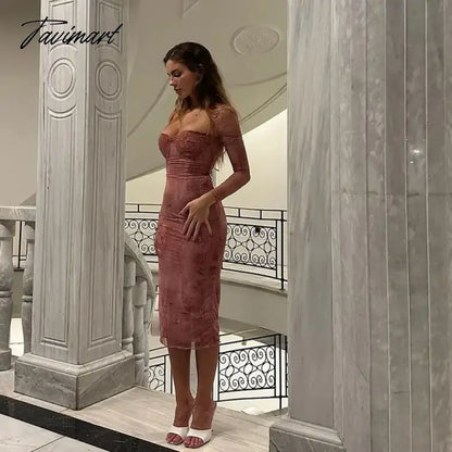 vzyzvNew Vintage Spring And Autumn Women’s Dresses Traf Clothing Female Sexy Hip-hugging Tight Elegant And Pretty Party Long Dresses.