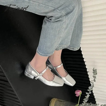 TAVIMART -  NEW Women Flat Women's Square Toe Retro Single Shoes One Word Buckle Mary Jane Shoes Ballerina Flats Mujer