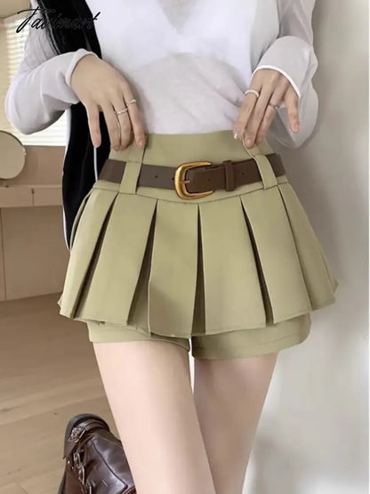 vzyzvRetro Pleated Skirt Women's Culottes Traf Spring  Autumn 2024 New Clothing Y2k Design A-line Skirt Fashionable Party Mini Skirts