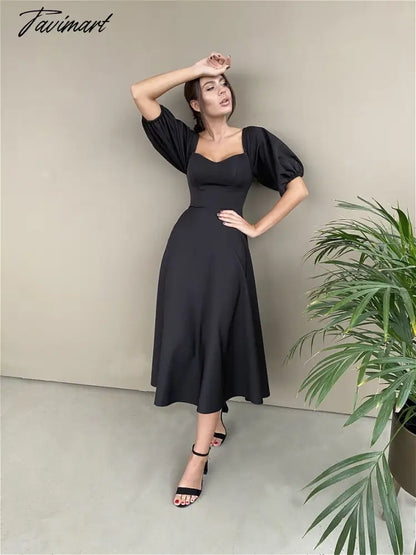 vzyzvSexy Slash Neck High Waist a Line Midi Dress Half Sleeve Elegant Party Evening Wear  Spring Female Long Dress