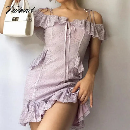 vzyzv -  Sexy Women's Dress Spring and Summer Ruffled Sleeveless One-shoulder Strap Lace Waist Dress Female Bag Hip Skirt Bodycon