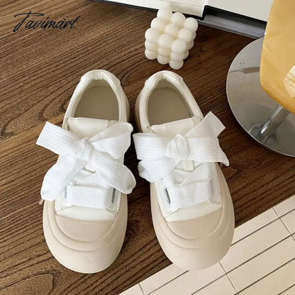 vzyzvShoes Spring and Autumn New Versatile Lightweight White Shoes Hong Kong Style Student Elevated Thick Sole Shoes