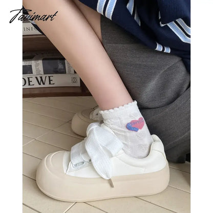 vzyzvShoes Spring and Autumn New Versatile Lightweight White Shoes Hong Kong Style Student Elevated Thick Sole Shoes