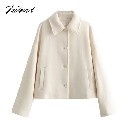 vzyzv Solid Color Cropped Jacket Woman Spring Streetwear Turn Down Collar Single Breasted Long Sleeve Coat Fashion New Outerwear Tops