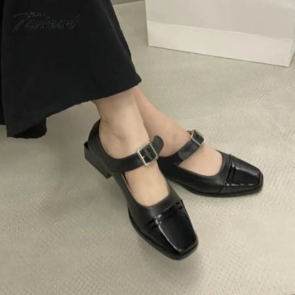 vzyzv -  Spring Autumn Britain Style Belt Buckle Woman Ankle Strap Color Block Flats French Mary Janes Femme Punk Girls Shoes Moccasins