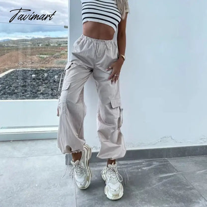 vzyzvSpring Streetwear Fashion Cool Cargo Pants Vintage Loose Pocket Female Trousers Women's Pants Y2k Hip Hop Wide Leg Joggers Baggy