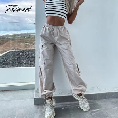 vzyzvSpring Streetwear Fashion Cool Cargo Pants Vintage Loose Pocket Female Trousers Women's Pants Y2k Hip Hop Wide Leg Joggers Baggy